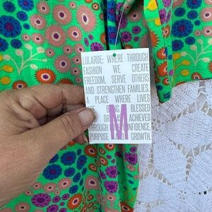 LuLaRoe Green and Purple Floral Top